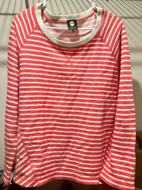 Jones New York Sport Women’s Coral Pink & White Striped Crewneck Sweatshirt XL